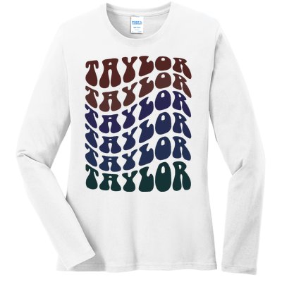 Girl Taylor Retro First Name Personalized Ladies Long Sleeve Shirt