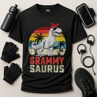 Grammysaurus T Rex Dinosaur Grammy Saurus MotherS Family Sweat Cooling Performance Crew T-Shirt