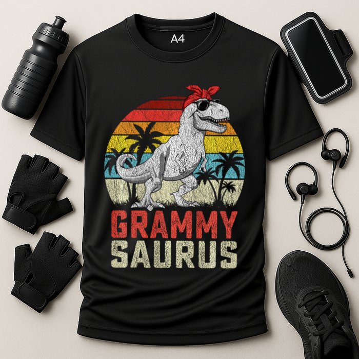 Grammysaurus T Rex Dinosaur Grammy Saurus MotherS Family Sweat Cooling Performance Crew T-Shirt