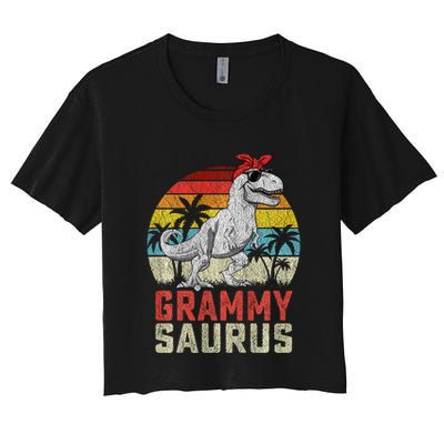 Grammysaurus T Rex Dinosaur Grammy Saurus MotherS Family Sweat Crop Top