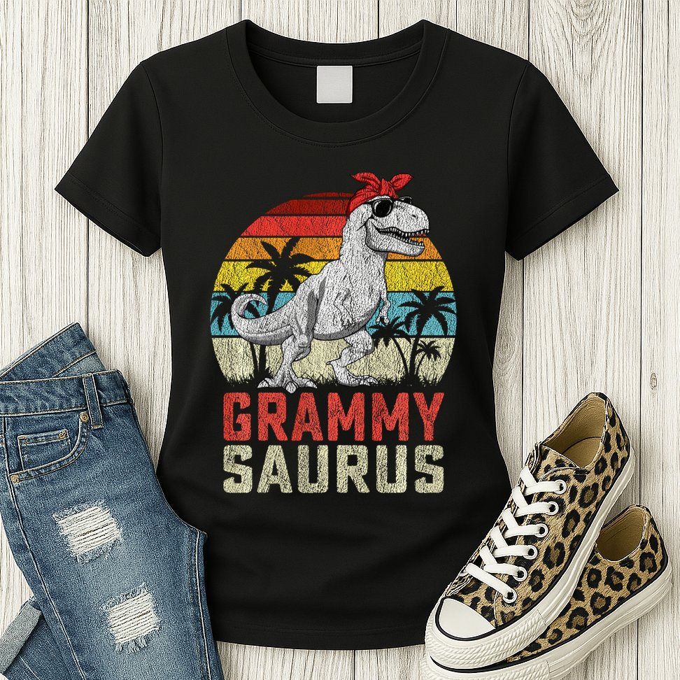 Grammysaurus T Rex Dinosaur Grammy Saurus MotherS Family Sweat Womens T-Shirt
