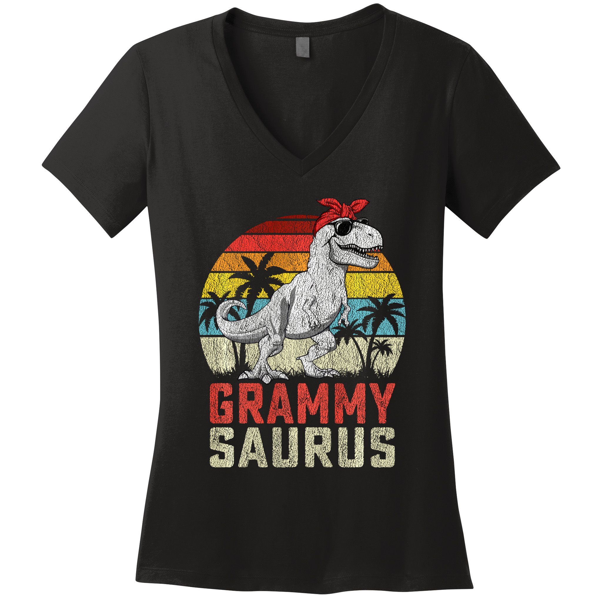 Grammysaurus T Rex Dinosaur Grammy Saurus MotherS Family Sweat Women's V-Neck T-Shirt