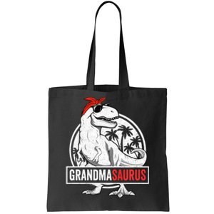 Grandmasaurus T Rex Dinosaur Grandma Saurus Family Matching Long Sleeve Tote Bag