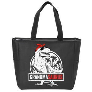 Grandmasaurus T Rex Dinosaur Grandma Saurus Family Matching Long Sleeve Zip Tote Bag