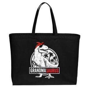 Grandmasaurus T Rex Dinosaur Grandma Saurus Family Matching Long Sleeve Cotton Canvas Jumbo Tote