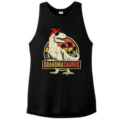 Grandmasaurus T Rex Dinosaur Grandma Saurus Family Matching Ladies PosiCharge Tri-Blend Wicking Tank