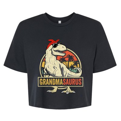 Grandmasaurus T Rex Dinosaur Grandma Saurus Family Matching Bella+Canvas Jersey Crop Tee