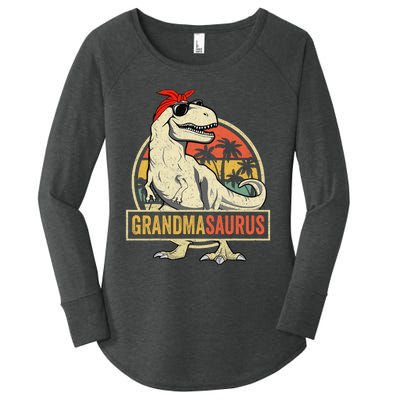 Grandmasaurus T Rex Dinosaur Grandma Saurus Family Matching Women's Perfect Tri Tunic Long Sleeve Shirt