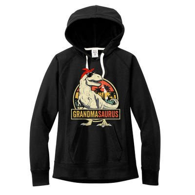 Grandmasaurus T Rex Dinosaur Grandma Saurus Family Matching Women's Fleece Hoodie