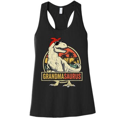 Grandmasaurus T Rex Dinosaur Grandma Saurus Family Matching Women's Racerback Tank