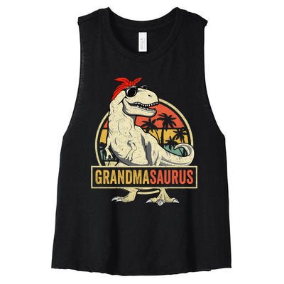 Grandmasaurus T Rex Dinosaur Grandma Saurus Family Matching Women's Racerback Cropped Tank