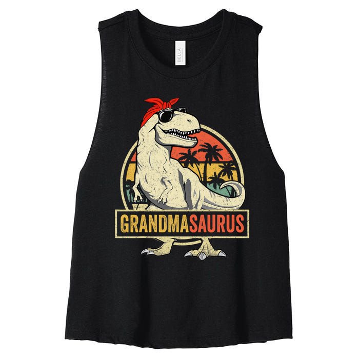 Grandmasaurus T Rex Dinosaur Grandma Saurus Family Matching Women's Racerback Cropped Tank