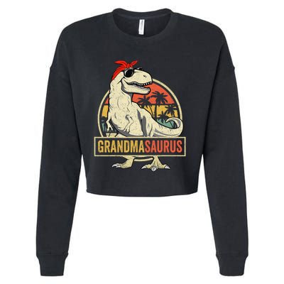 Grandmasaurus T Rex Dinosaur Grandma Saurus Family Matching Cropped Pullover Crew