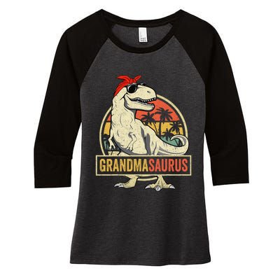 Grandmasaurus T Rex Dinosaur Grandma Saurus Family Matching Women's Tri-Blend 3/4-Sleeve Raglan Shirt