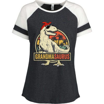 Grandmasaurus T Rex Dinosaur Grandma Saurus Family Matching Enza Ladies Jersey Colorblock Tee