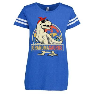 Grandmasaurus T Rex Dinosaur Grandma Saurus Family Matching Enza Ladies Jersey Football T-Shirt