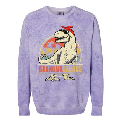 Grandmasaurus T Rex Dinosaur Grandma Saurus Family Matching Colorblast Crewneck Sweatshirt