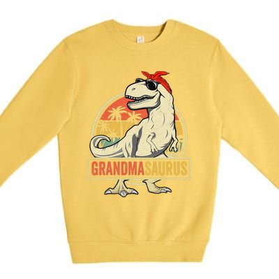 Grandmasaurus T Rex Dinosaur Grandma Saurus Family Matching Premium Crewneck Sweatshirt