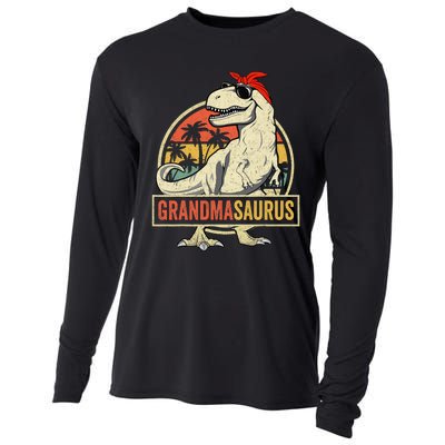 Grandmasaurus T Rex Dinosaur Grandma Saurus Family Matching Cooling Performance Long Sleeve Crew