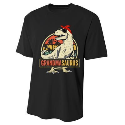 Grandmasaurus T Rex Dinosaur Grandma Saurus Family Matching Performance Sprint T-Shirt