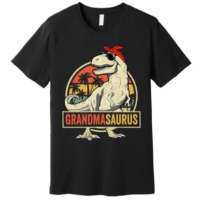 Grandmasaurus T Rex Dinosaur Grandma Saurus Family Matching Premium T-Shirt