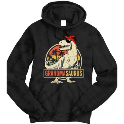 Grandmasaurus T Rex Dinosaur Grandma Saurus Family Matching Tie Dye Hoodie