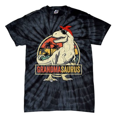 Grandmasaurus T Rex Dinosaur Grandma Saurus Family Matching Tie-Dye T-Shirt