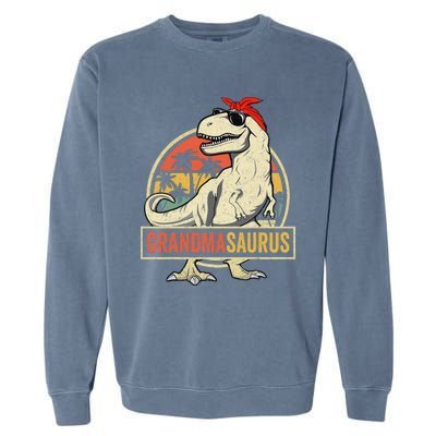 Grandmasaurus T Rex Dinosaur Grandma Saurus Family Matching Garment-Dyed Sweatshirt