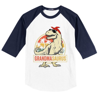 Grandmasaurus T Rex Dinosaur Grandma Saurus Family Matching Baseball Sleeve Shirt