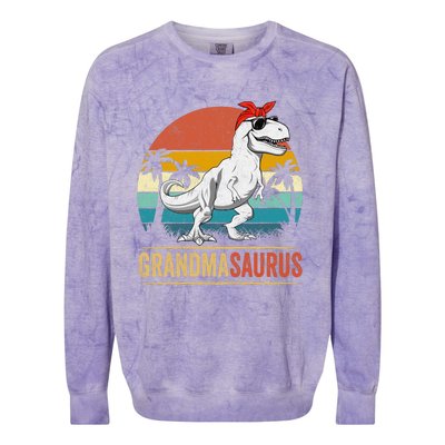 Grandmasaurus T Rex Dinosaur Grandma Saurus Family Matching Colorblast Crewneck Sweatshirt