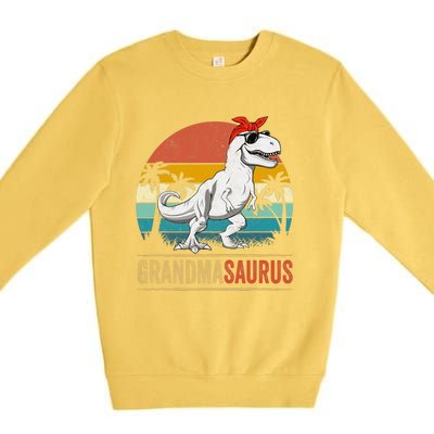 Grandmasaurus T Rex Dinosaur Grandma Saurus Family Matching Premium Crewneck Sweatshirt