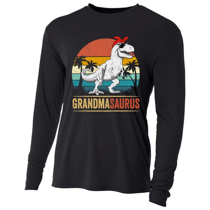 Grandmasaurus T Rex Dinosaur Grandma Saurus Family Matching Cooling Performance Long Sleeve Crew