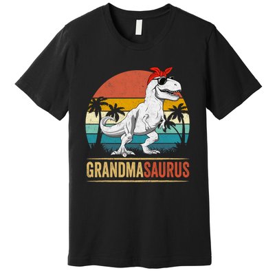 Grandmasaurus T Rex Dinosaur Grandma Saurus Family Matching Premium T-Shirt