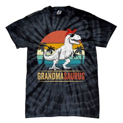 Grandmasaurus T Rex Dinosaur Grandma Saurus Family Matching Tie-Dye T-Shirt