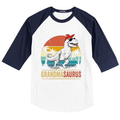 Grandmasaurus T Rex Dinosaur Grandma Saurus Family Matching Baseball Sleeve Shirt