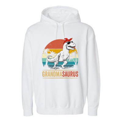 Grandmasaurus T Rex Dinosaur Grandma Saurus Family Matching Garment-Dyed Fleece Hoodie