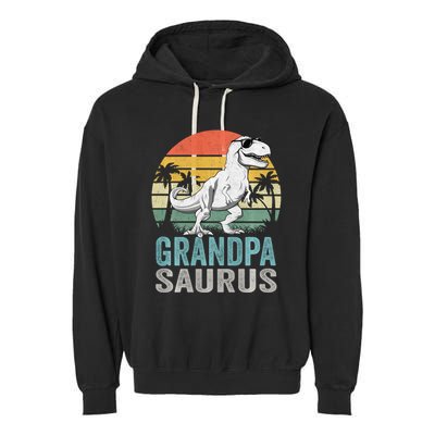 Grandpasaurus T Rex Dinosaur Grandpa Saurus Family Matching Sweat Garment-Dyed Fleece Hoodie