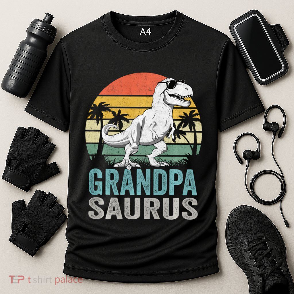 Grandpasaurus T Rex Dinosaur Grandpa Saurus Family Matching Sweat Performance Shirt
