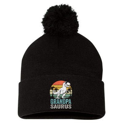 Grandpasaurus T Rex Dinosaur Grandpa Saurus Family Matching Sweat Pom Pom 12in Knit Beanie