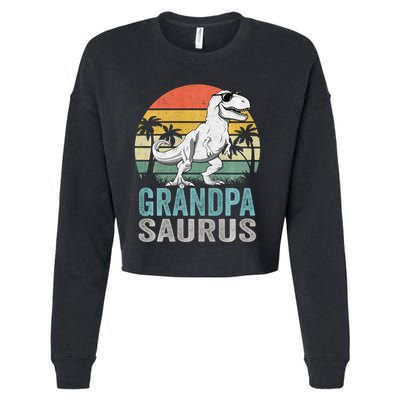 Grandpasaurus T Rex Dinosaur Grandpa Saurus Family Matching Sweat Cropped Pullover Crew