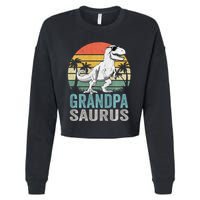 Grandpasaurus T Rex Dinosaur Grandpa Saurus Family Matching Sweat Cropped Pullover Crew