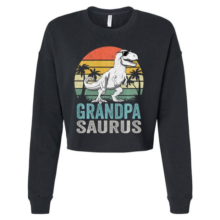Grandpasaurus T Rex Dinosaur Grandpa Saurus Family Matching Sweat Cropped Pullover Crew