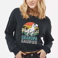 Grandpasaurus T Rex Dinosaur Grandpa Saurus Family Matching Sweat Cropped Pullover Crew