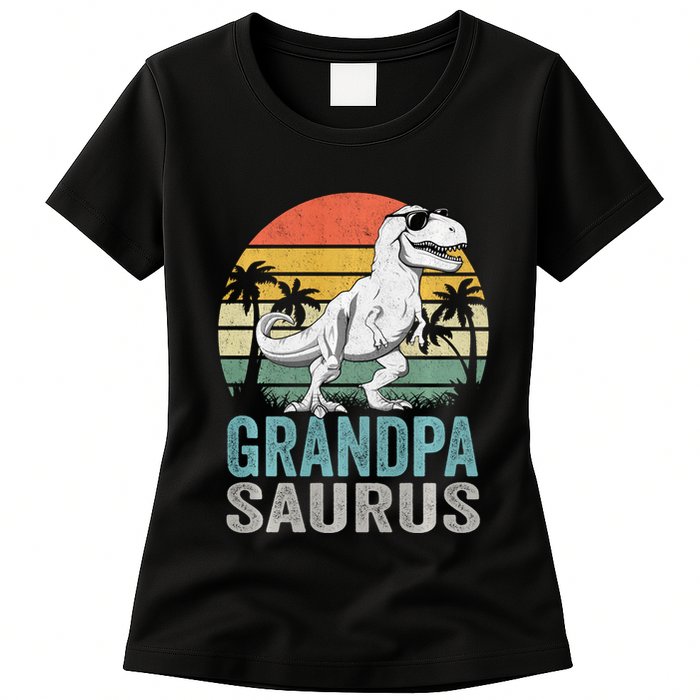 Grandpasaurus T Rex Dinosaur Grandpa Saurus Family Matching Sweat Womens T-Shirt