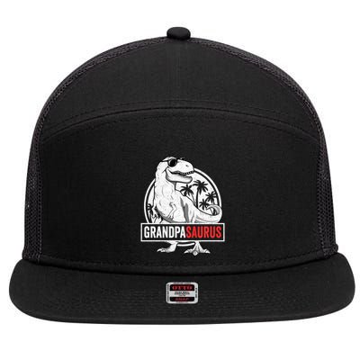 Grandpasaurus T Rex Dinosaur Grandpa Saurus Family Matching Sweat 7 Panel Mesh Trucker Snapback Hat
