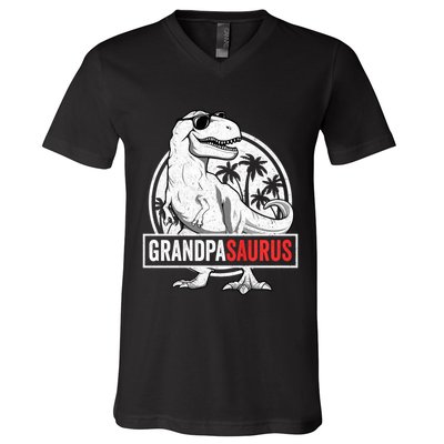 Grandpasaurus T Rex Dinosaur Grandpa Saurus Family Matching Sweat V-Neck T-Shirt