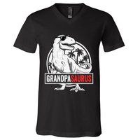 Grandpasaurus T Rex Dinosaur Grandpa Saurus Family Matching Sweat V-Neck T-Shirt