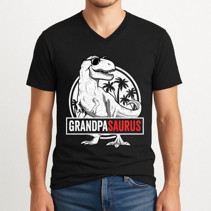 Grandpasaurus T Rex Dinosaur Grandpa Saurus Family Matching Sweat V-Neck T-Shirt