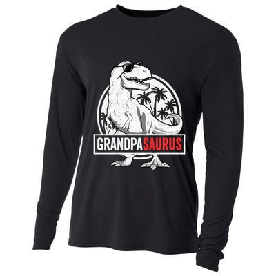 Grandpasaurus T Rex Dinosaur Grandpa Saurus Family Matching Sweat Cooling Performance Long Sleeve Crew