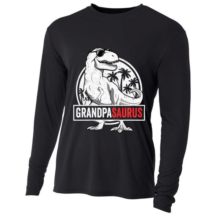 Grandpasaurus T Rex Dinosaur Grandpa Saurus Family Matching Sweat Cooling Performance Long Sleeve Crew
